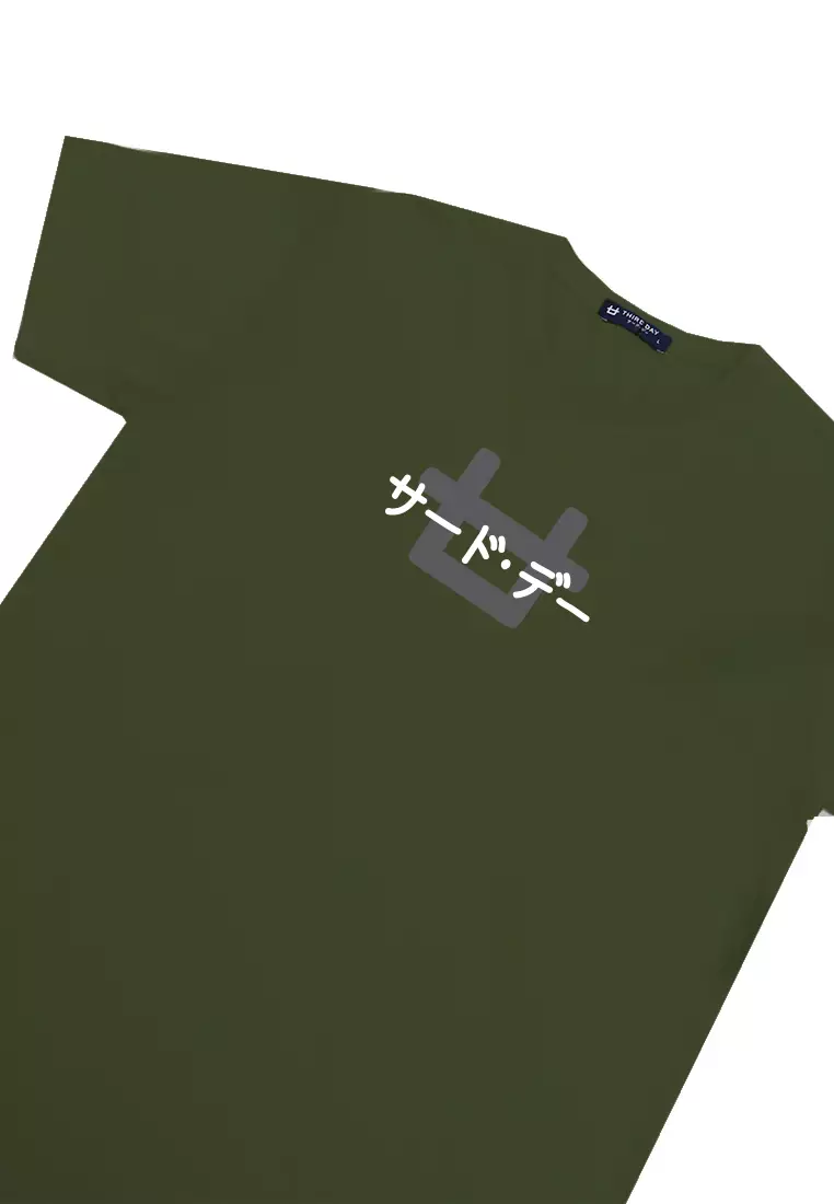 MTM96 kaos pria distro instacool insta logo katakana hijau army