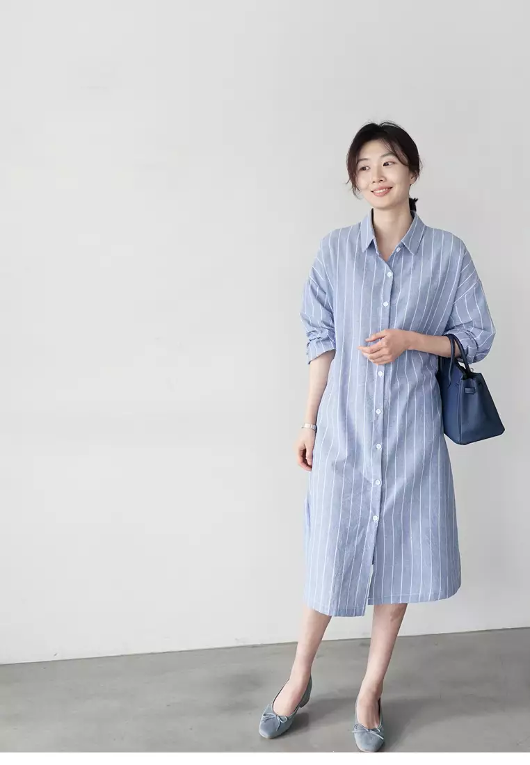 New casual striped slim fit oversized shirt CA25091917BL