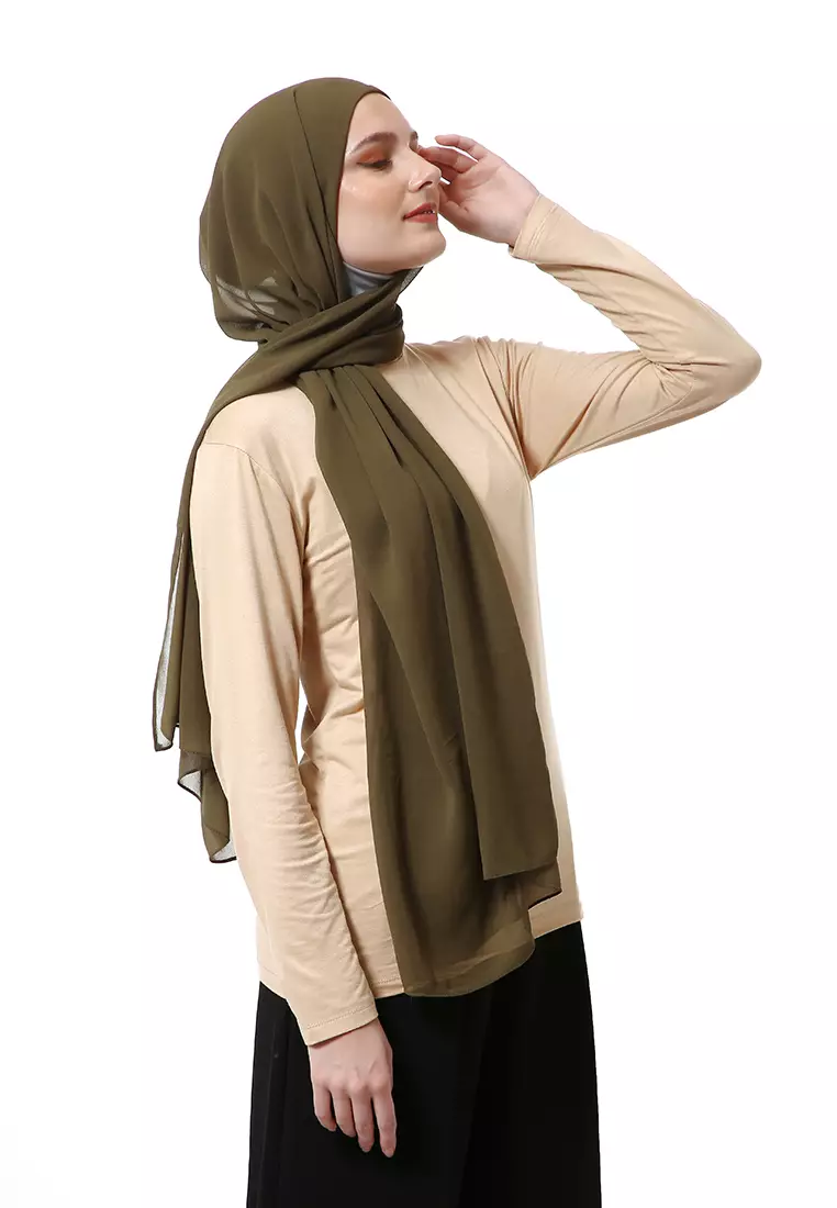 Zhalika Phasmina Motif Polos High Premium Quality - Army