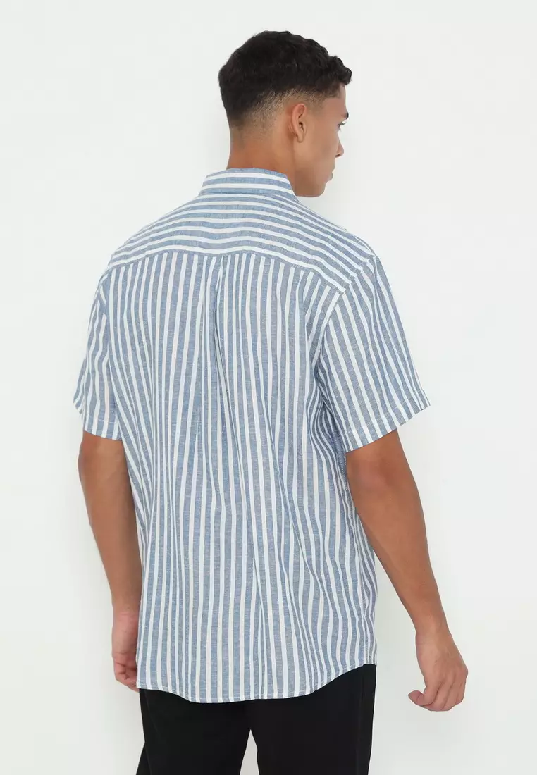 POLICE Kemeja Salur Printing Regular Fit Pria