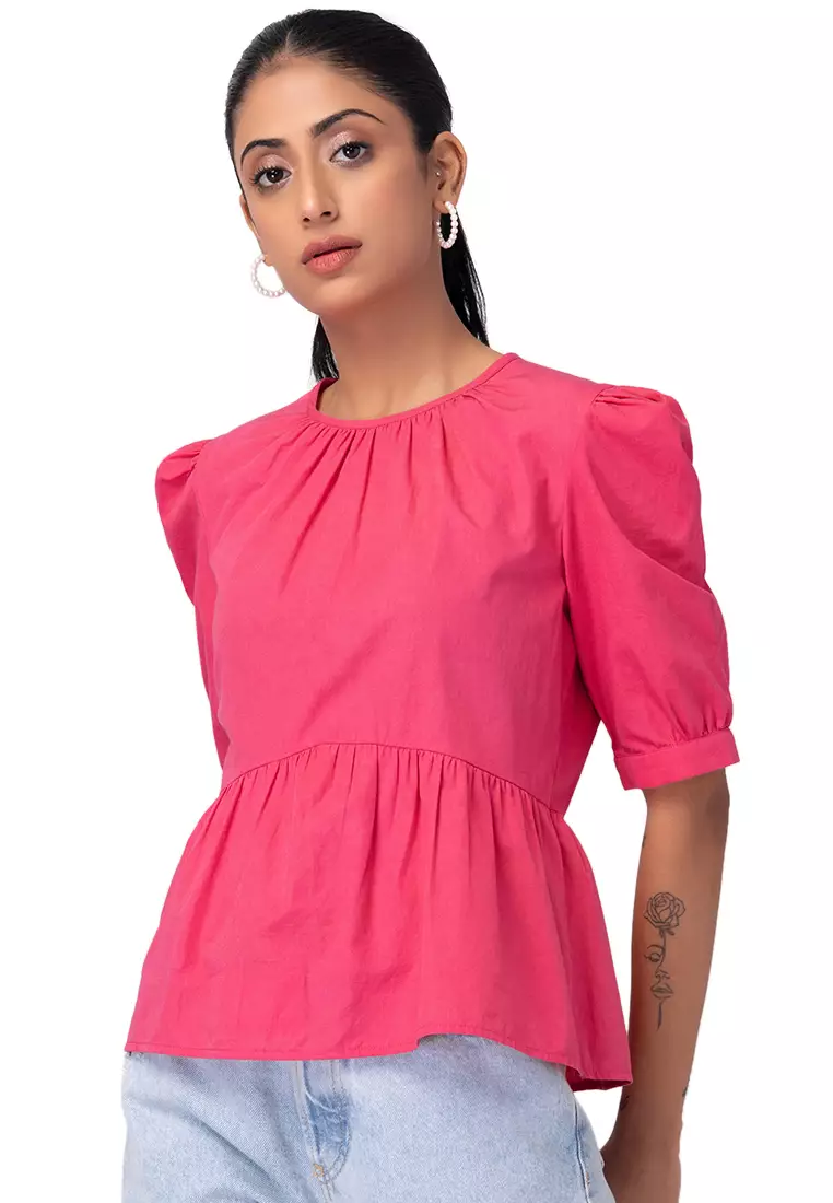 YOURS LONDON Plus Size Hot Pink Sweetheart Peplum Top