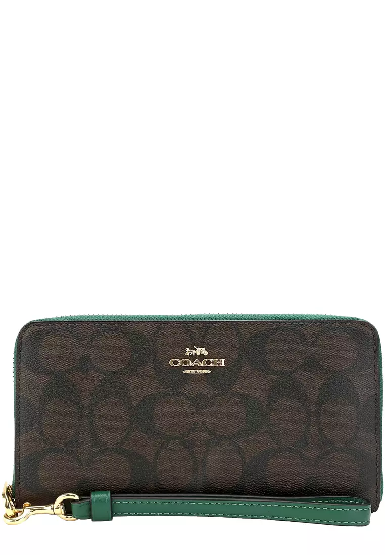 Buy Coach Coach Long Zip Around Wallet In Signature Canvas in Brown ...