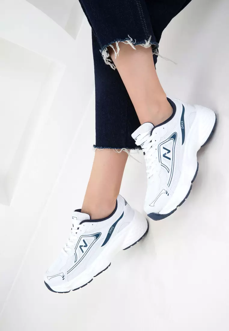 White-Navy Blue Women's Sneaker 20762