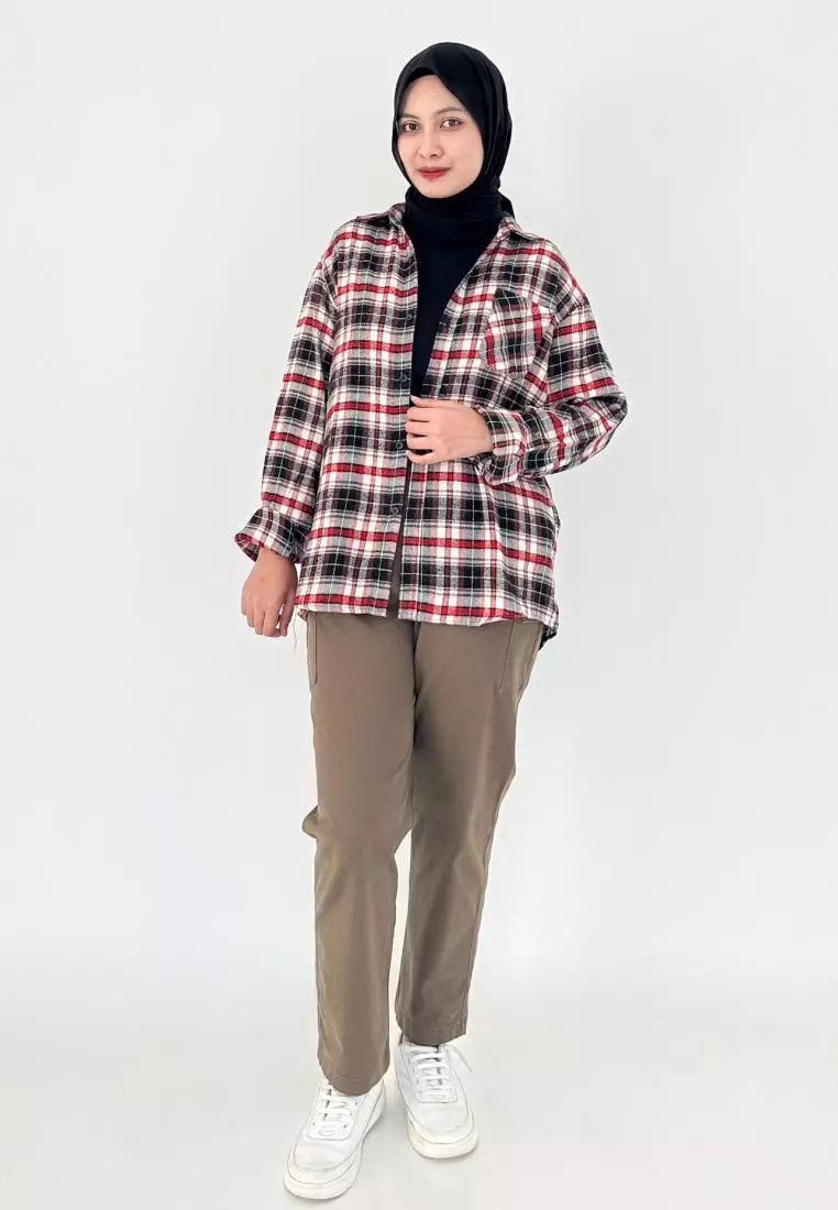 Lezahrasignature Kemeja Flanel Wanita Panjang