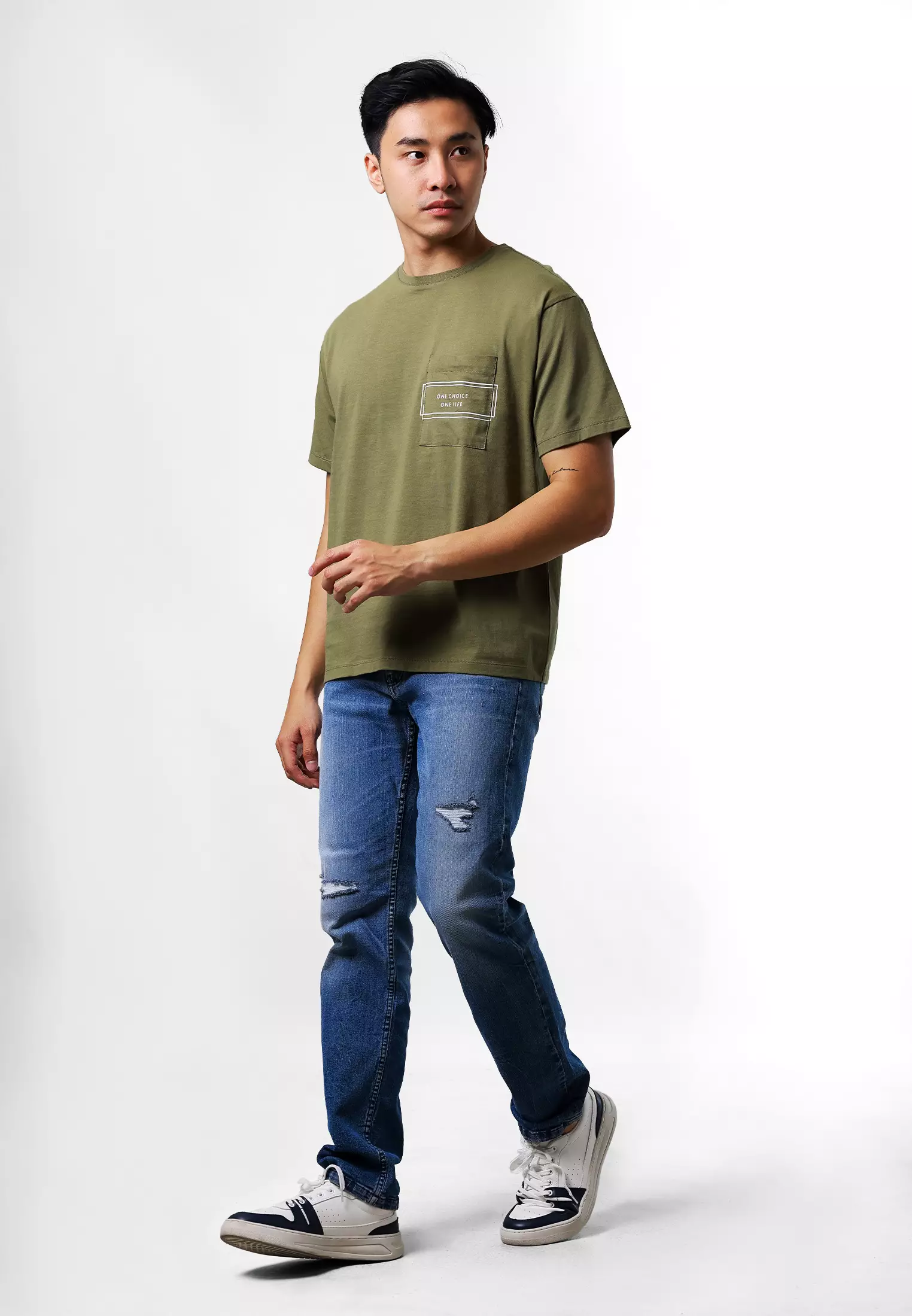 Manzone Kaos Pria Lengan Pendek Vuplix - Olive