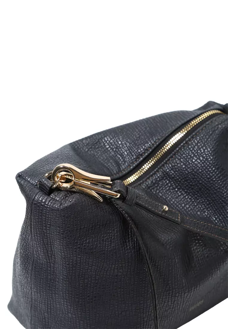 Clip Hobo Bag - Embossed Black