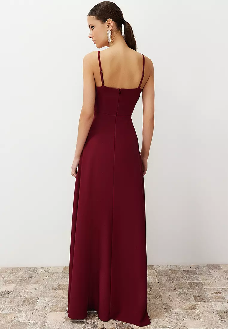 Slit Detail Long Elegant Evening Dress
