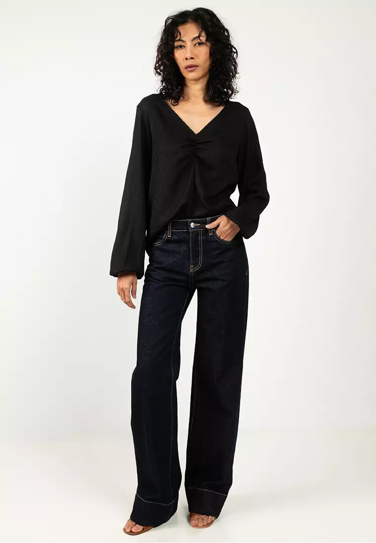 Long Sleeve V-Neck Jersey Top