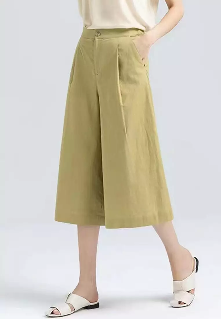 Crimped Cotton-flax Wide-legged Pants RZ-C138
