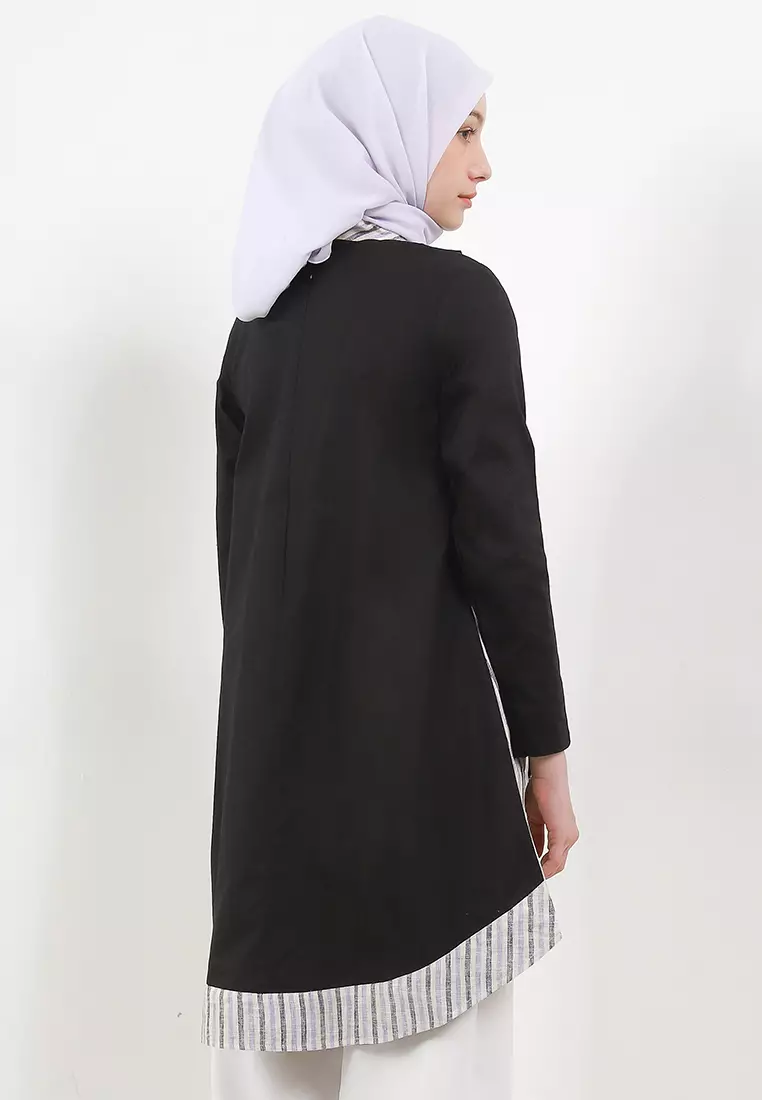 Bardie Assymetrical Tunic In Blue Stripes