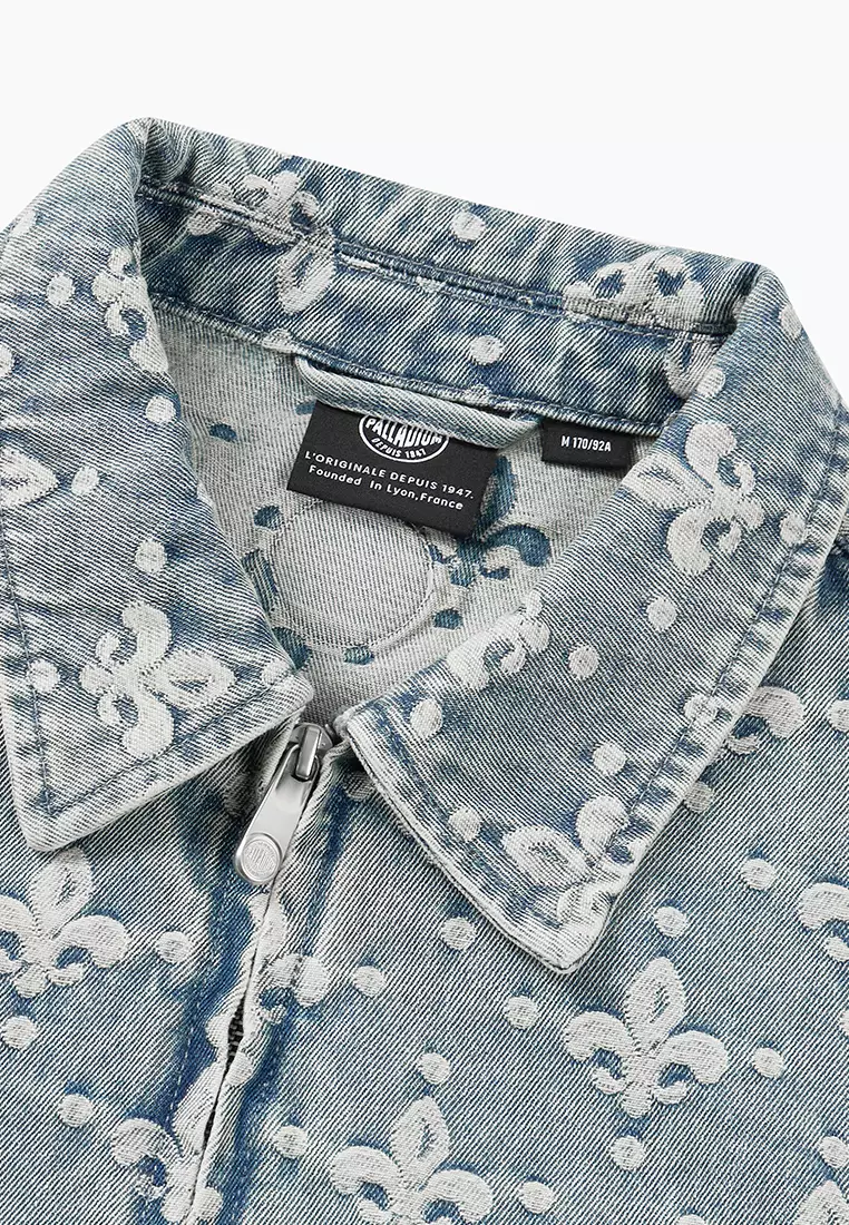 男裝滿印鳶尾花全棉牛仔外套