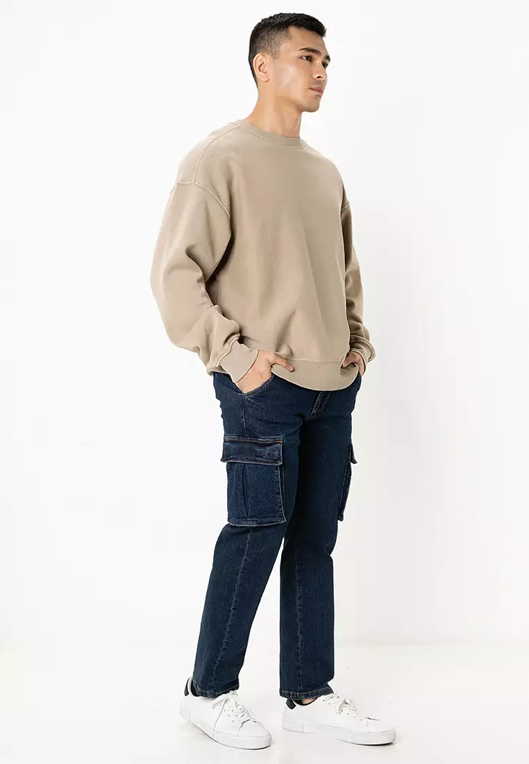 彈性直管工裝牛仔褲