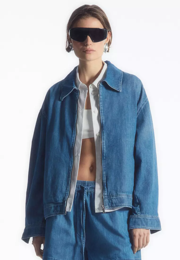 Zip up denim vest cheap