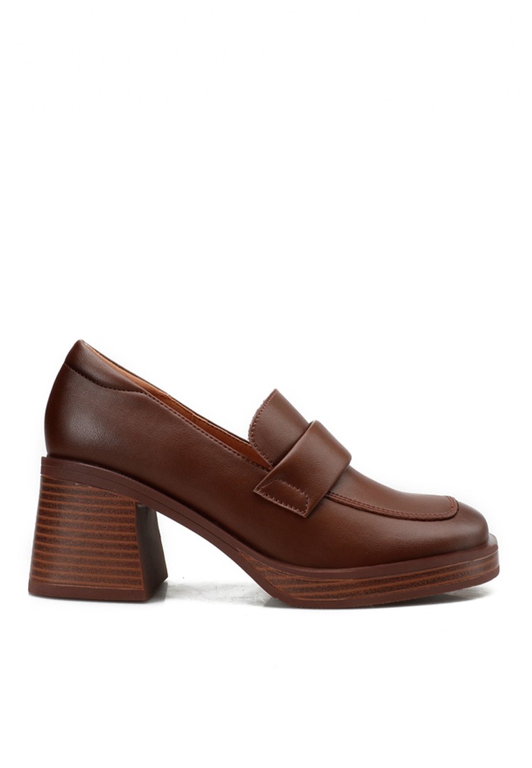 6.5CM Block Heel Leather Loafers TE812-1