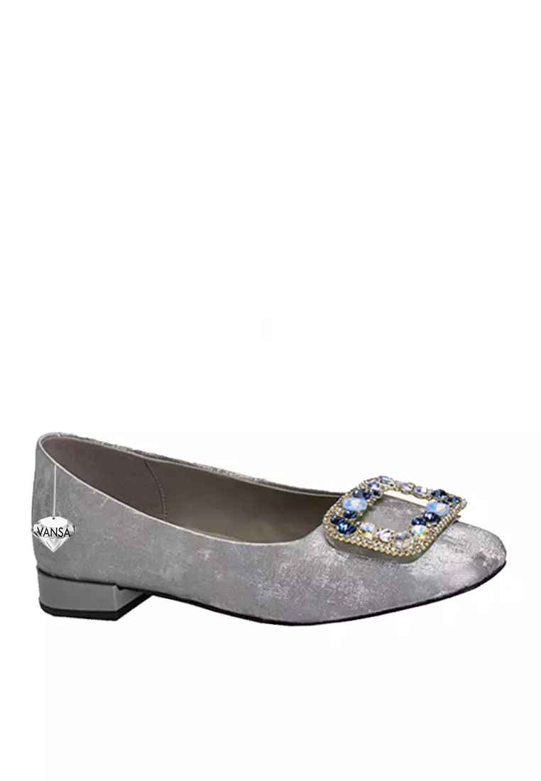 Discount on Twenty Eight Shoes  shoes - SKU: VANSA Imitation Rhinestone Buckle Cow Leather Low Heel Shoes VSW-F-5893