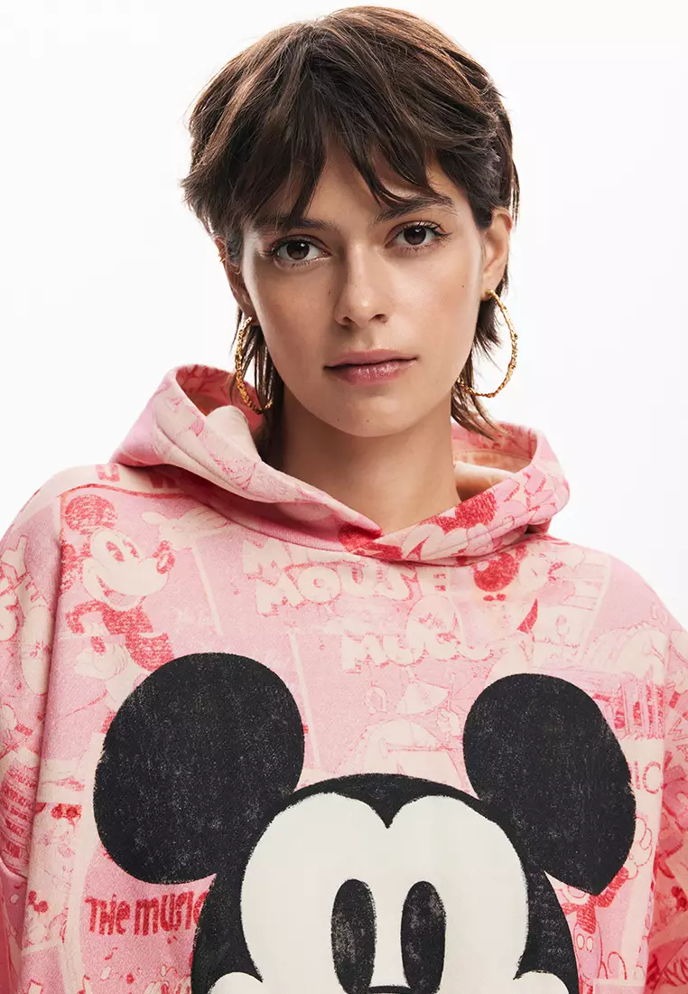 Desigual Woman Mickey Mouse hoodie with drawstring.
