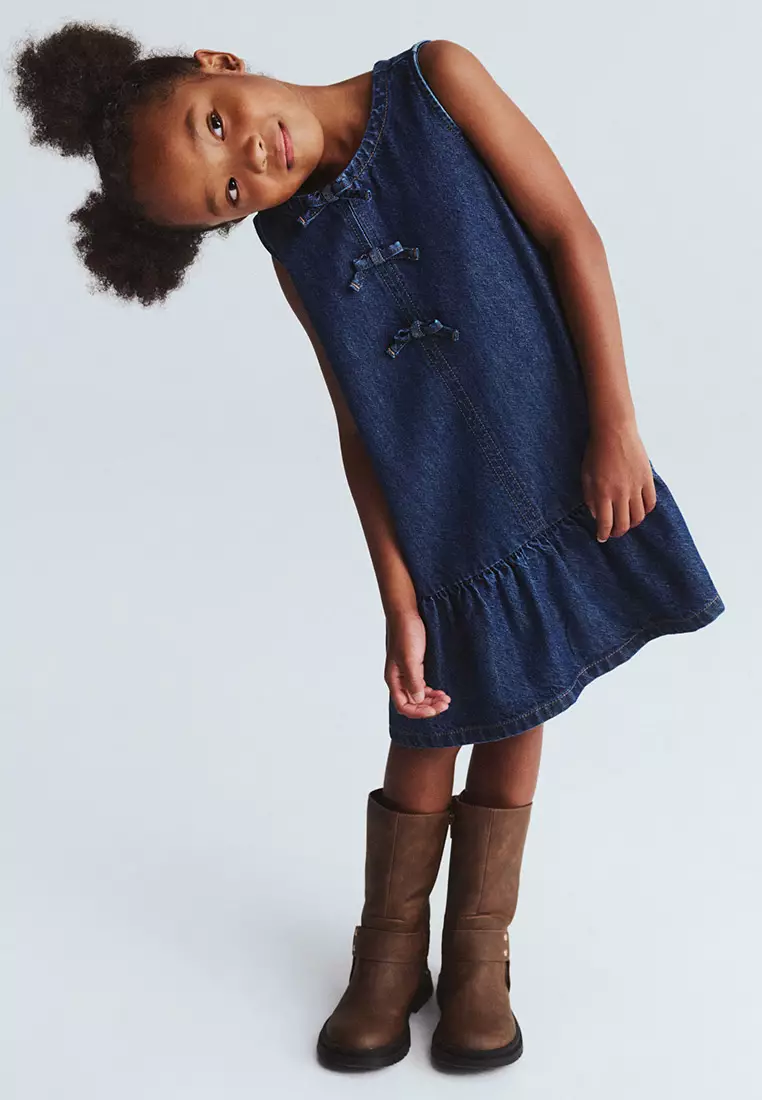 Betty Bow Sleeveless Denim Dress