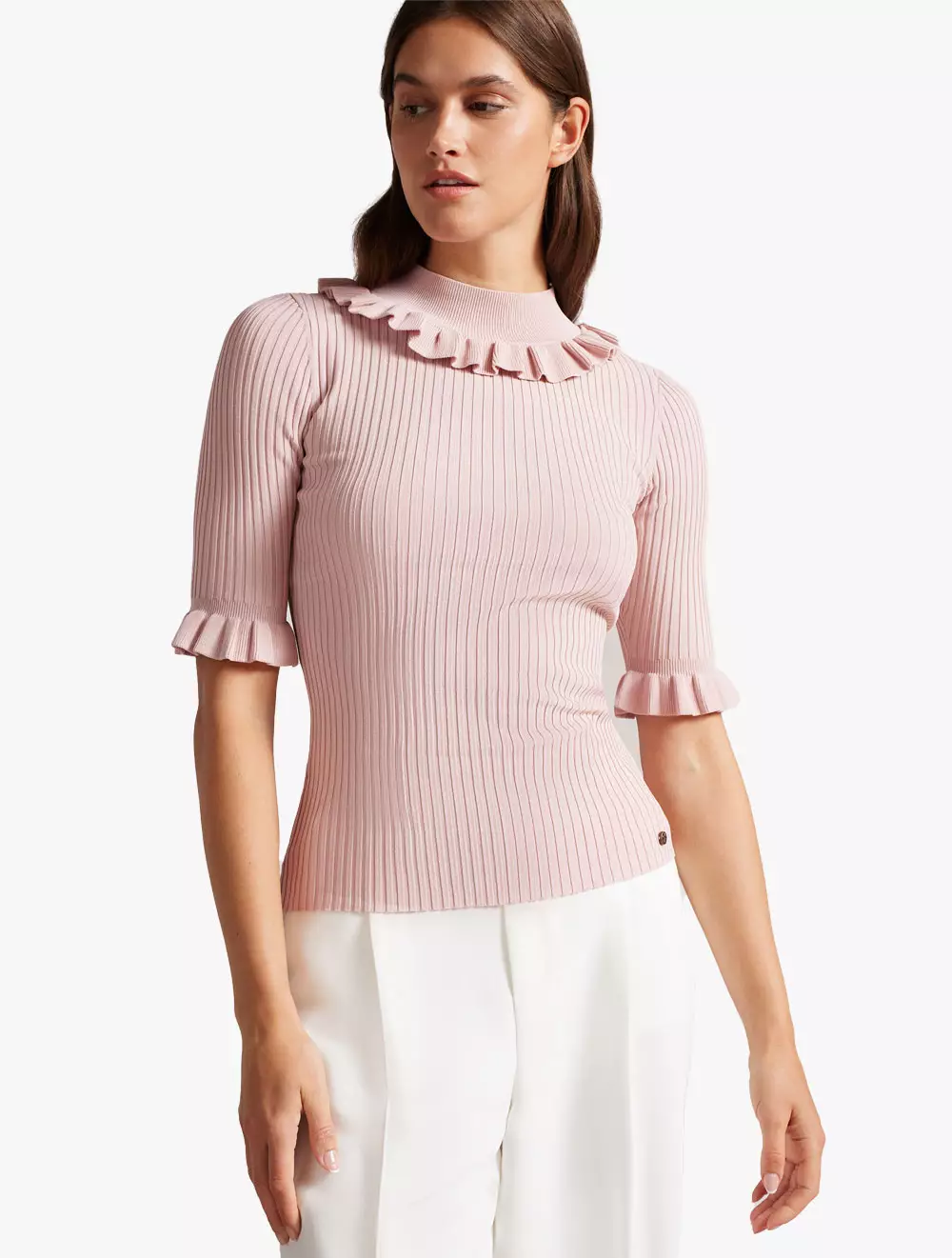 Jual Ted Baker KATELLA Ted Baker Fitted Top With Frill Neck Detail - Pink  Original 2023 | ZALORA Indonesia ®