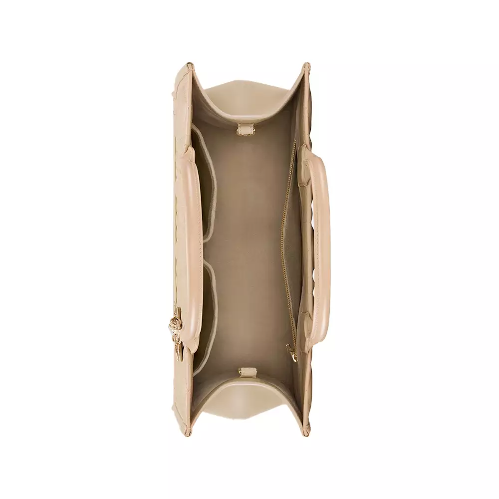 Medium Book Tote Macrocannage Calfskin Powder Beige