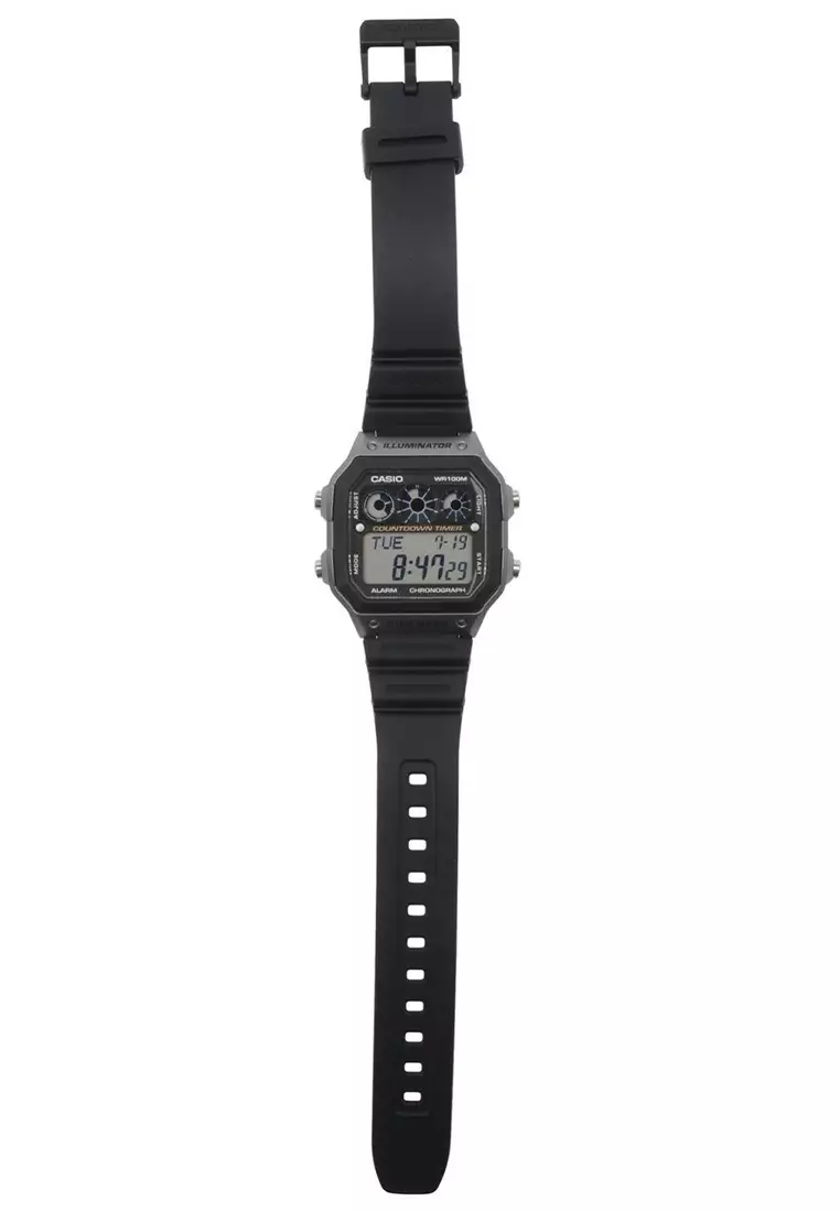 Casio - Jam Tangan Pria - Black Grey - Resin Strap - AE-1300WH-8AV