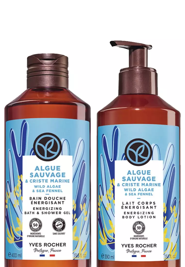 Wild Algae & Sea Fennel Body Wash Shower Gel 400ml and Lotion Moisturizer Bundle 390ml Scented Long Lasting