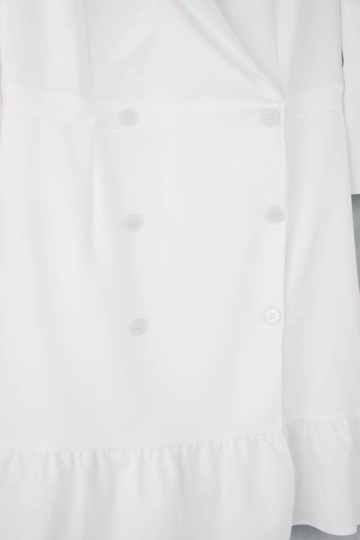 Ecru Plus Size Unlined Three Quarter Sleeve Mini Woven Jacket Dress