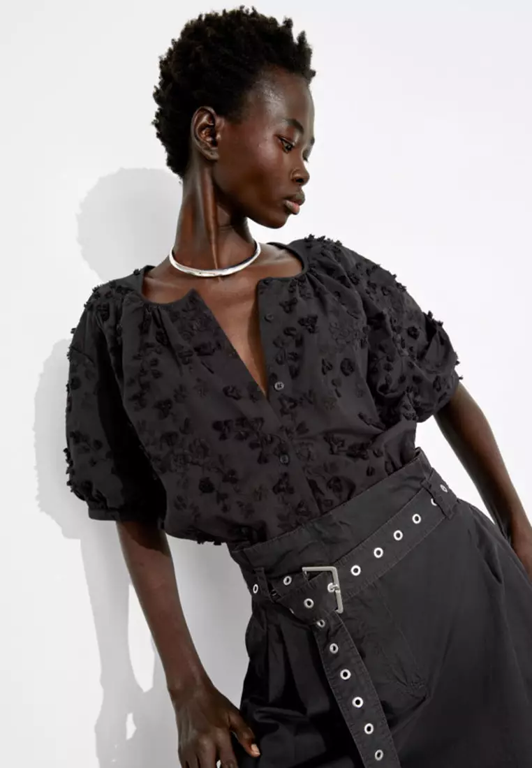 Oversized Puff-Sleeve Blouse