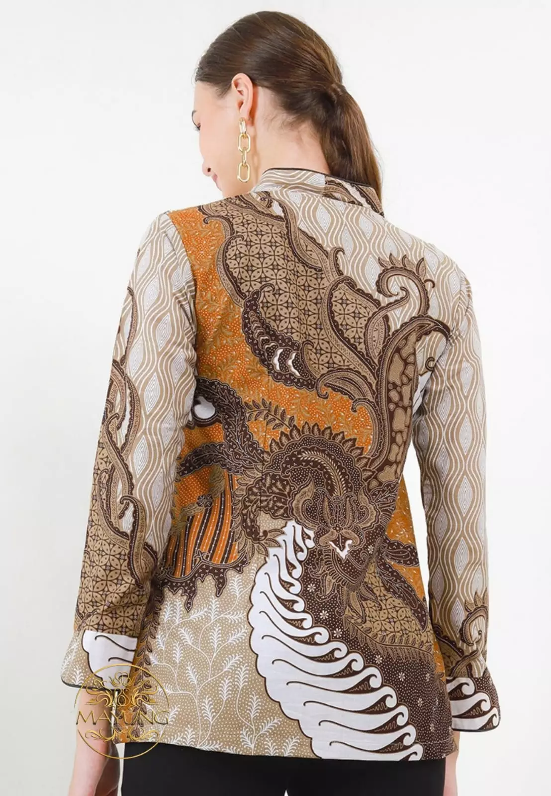 Blouse Batik Sakra Krem Premium Slimfit Modern