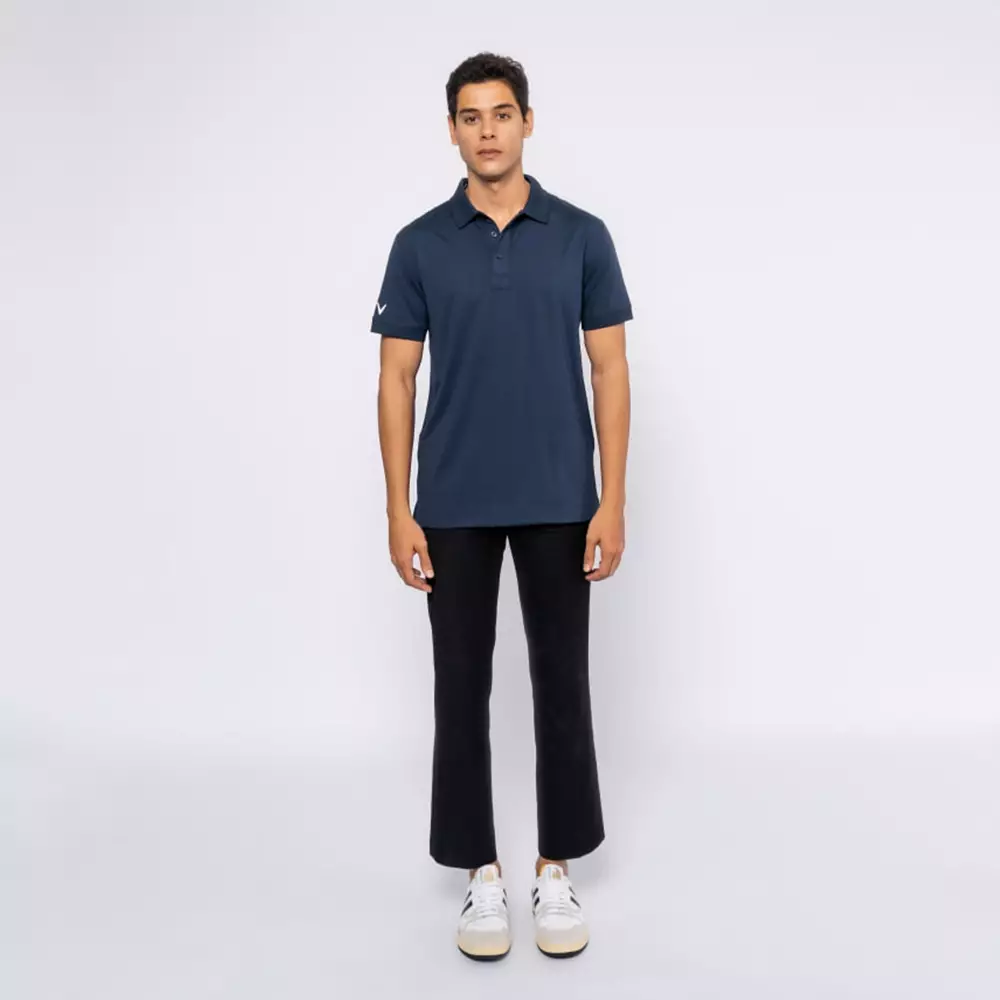 [4.4PRIL KEJUTAN HARGA] Solid Ribbed Polo Shirt Navy Blazer