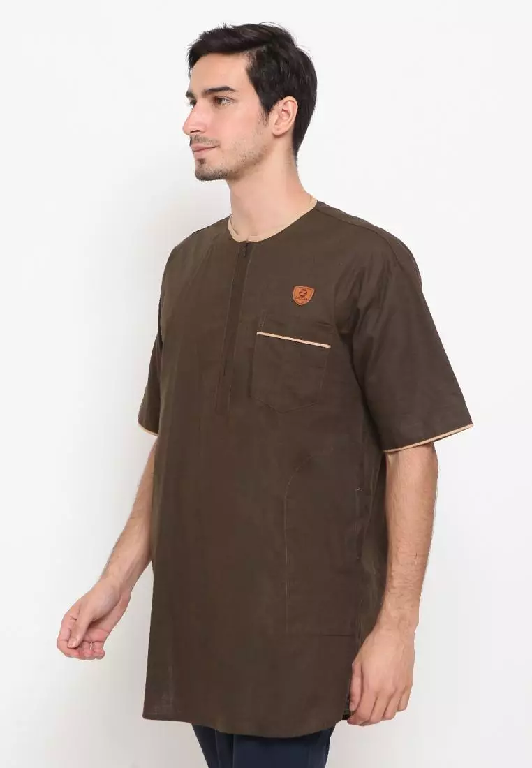 Zayidan Baju Koko Gamis Muslim Pria Umar - Hijau Army
