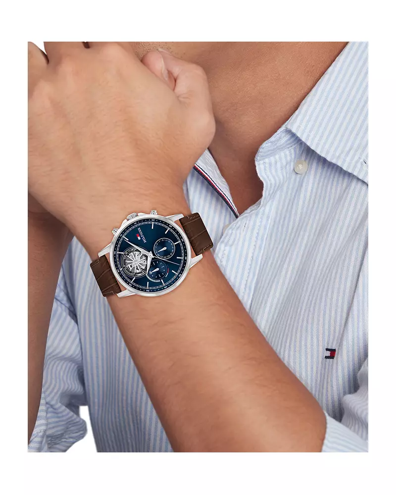 Tommy Hilfiger Stewart Blue Dial Leather Strap