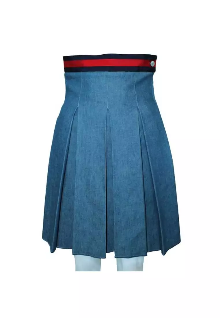 Gucci Pre Loved GUCCI Light Blue Pleated Denim Skirt 2024 Buy