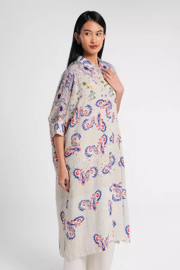 MINIMAL - Aysel - Kaftan Shirt Motif Paisley - Beige