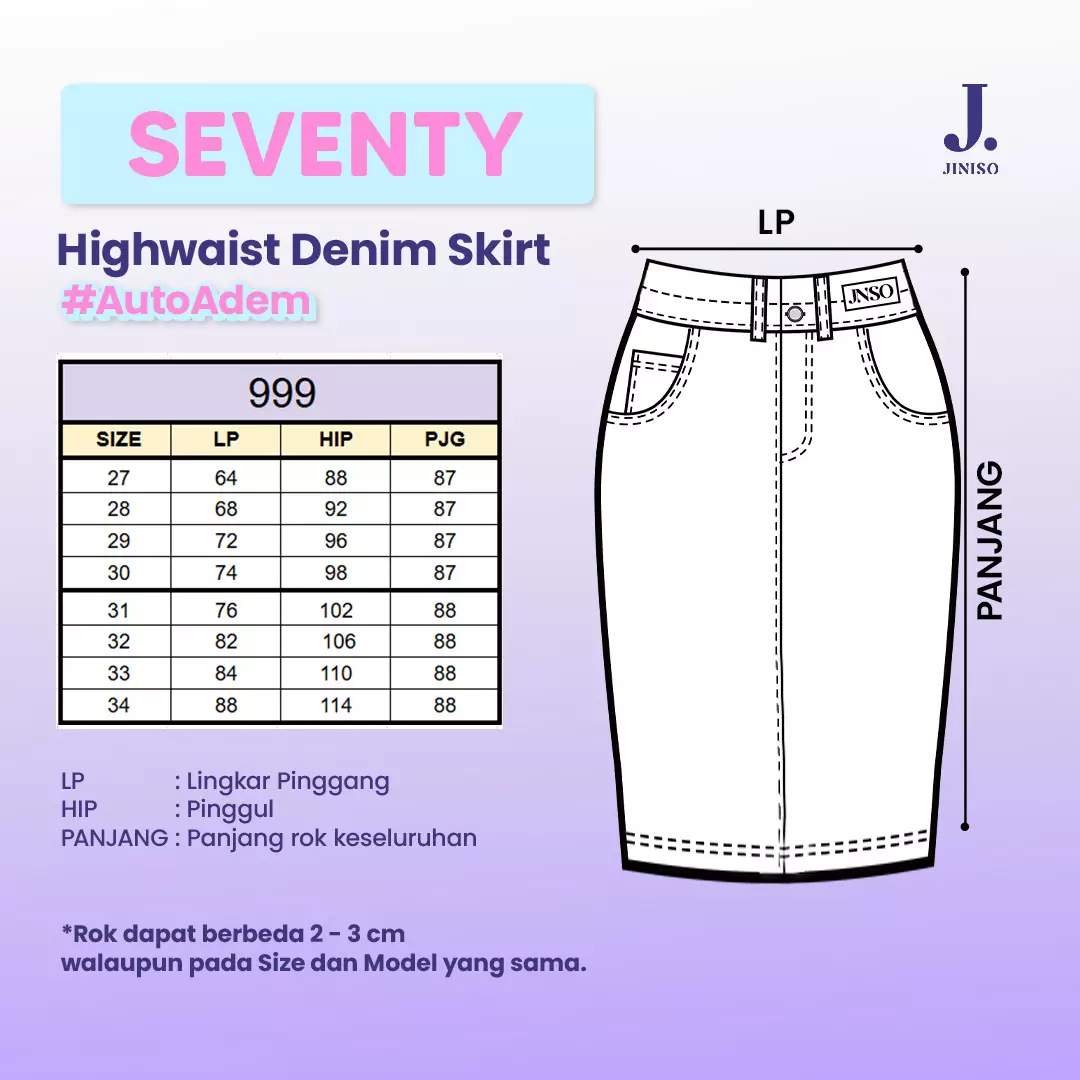 Highwaist Rok Slit Jeans Panjang 999 SEVENTY