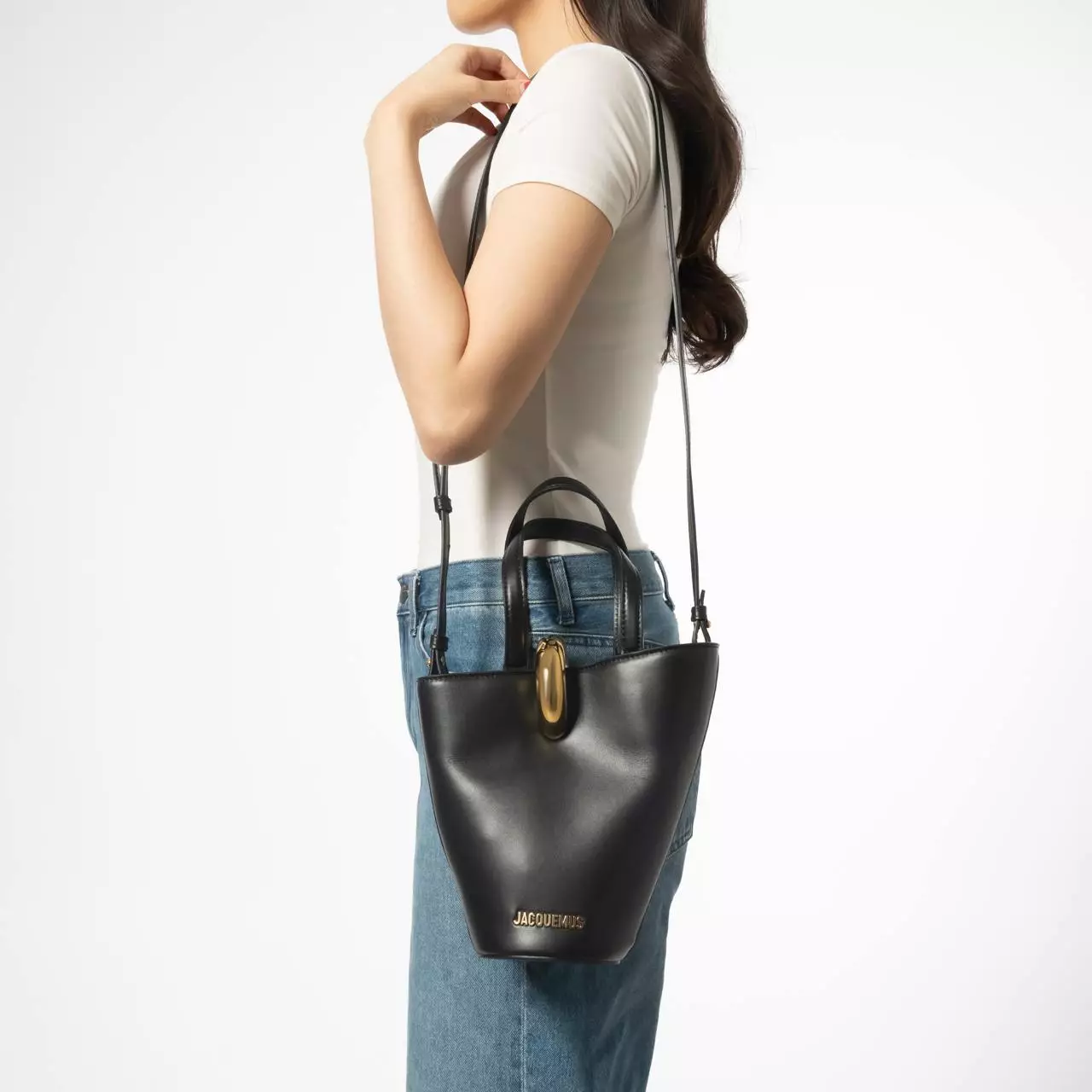 The Small Bambola Asymmetric Bucket Bag Black