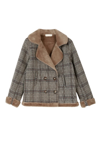 Its Me brown Checkered Plus Woolen Coat 1CAF1AA2CF436AGS_1