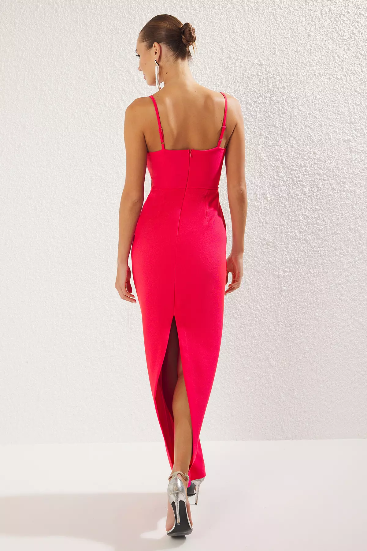 Slit Strappy Evening Maxi Dress