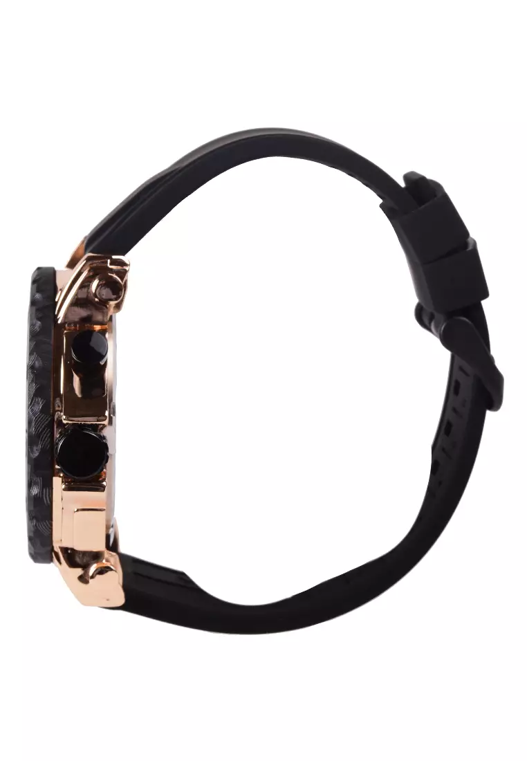Viral Jam Tangan Analog Pria - Rosegold Case Black Rubber Strap - VR026