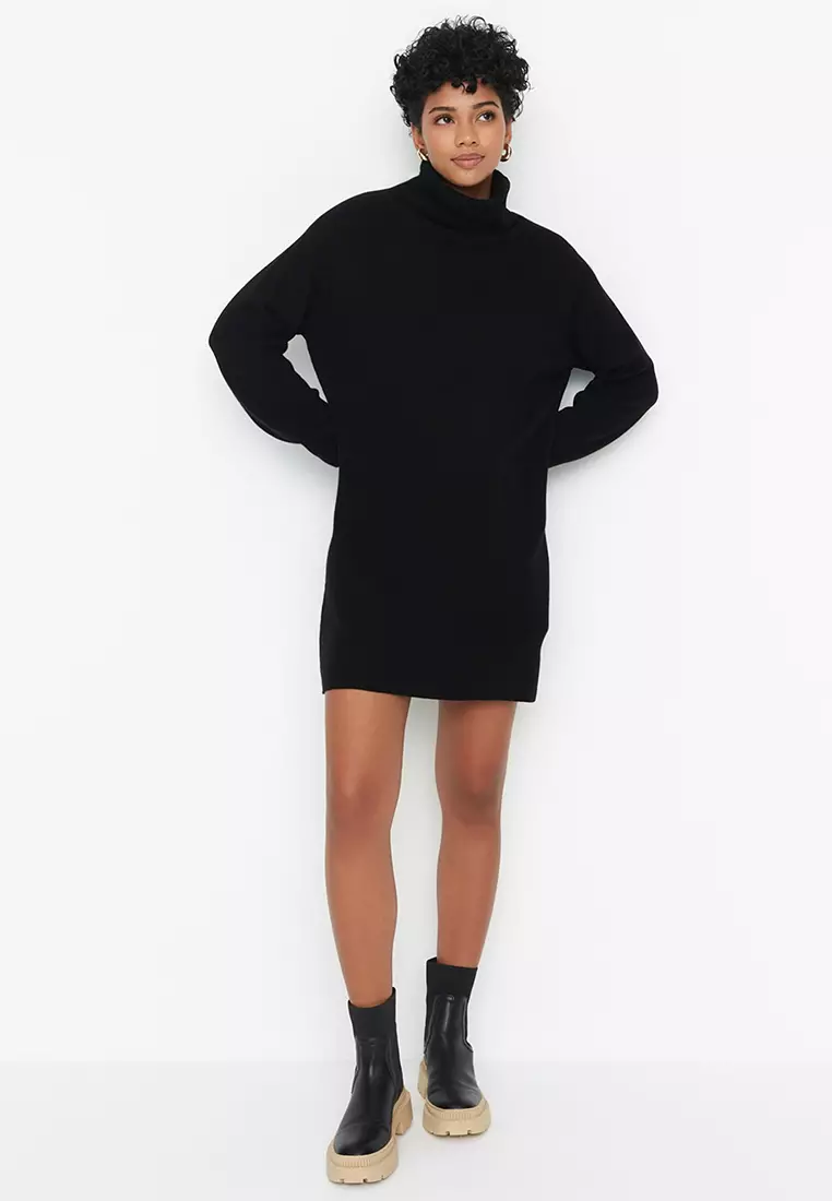 Mini Knitwear Turtleneck Dress