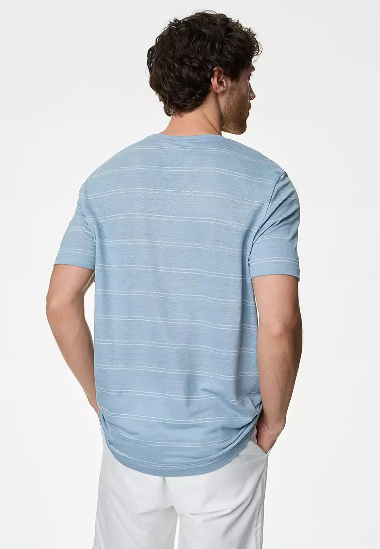 Pure Linen Striped T-Shirt