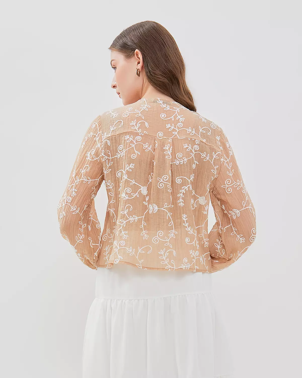 WOMEN'S CREAM CRINKLE BLOUSE