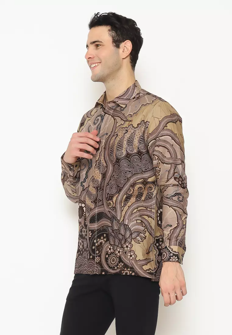 MAGINOT NAWA Batik Pria Slim Fit Lengan Panjang