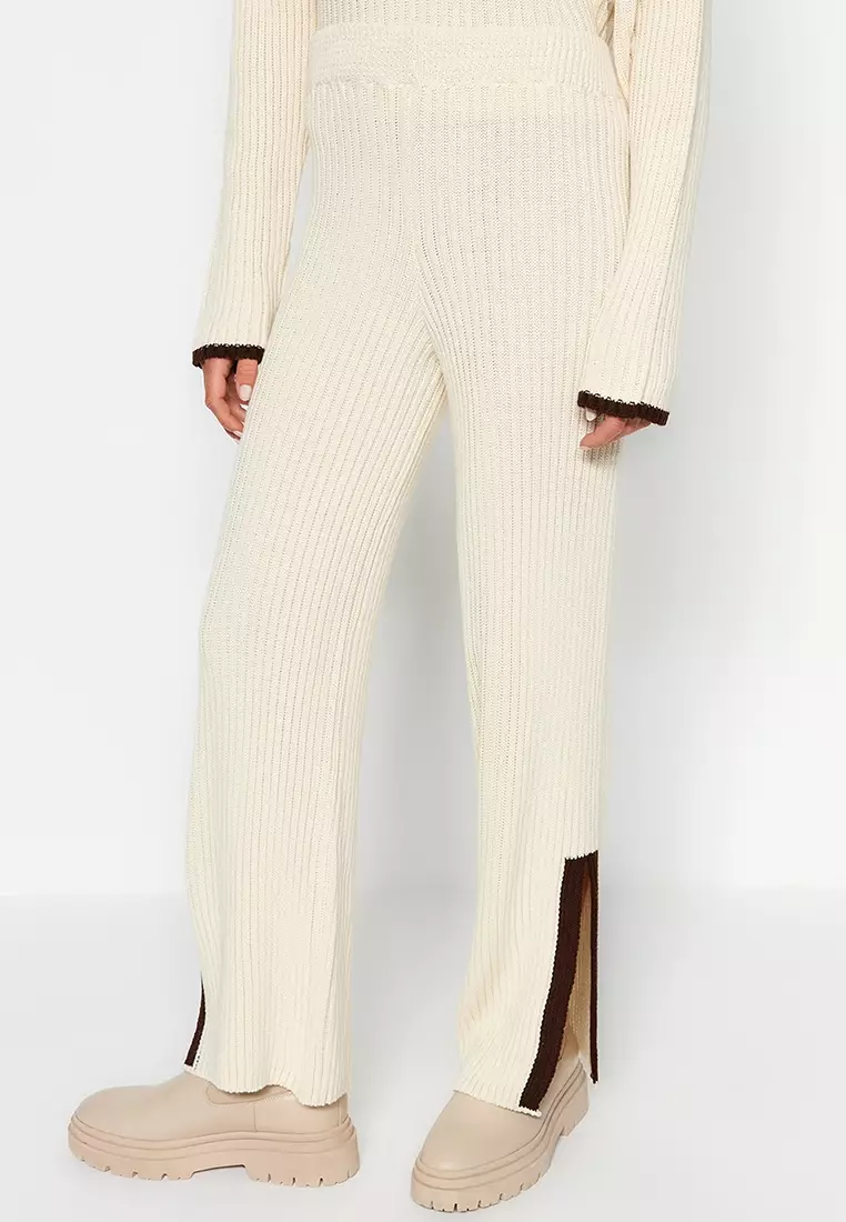 Slits Knitted Top and Pants Set