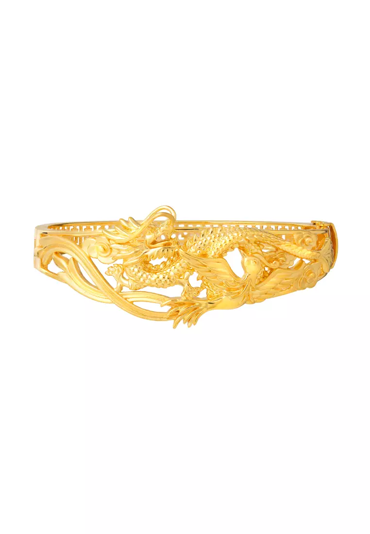 TOMEI Dragon Phoenix Bangle, Yellow Gold 916