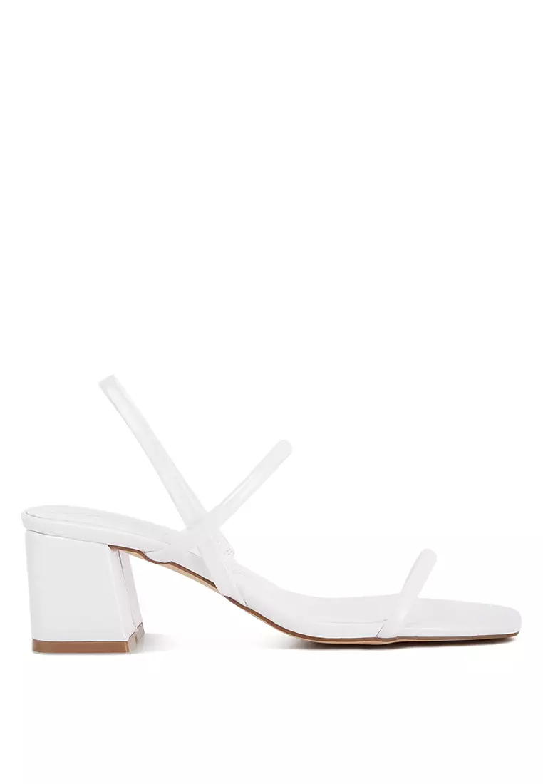 white slingback block heels