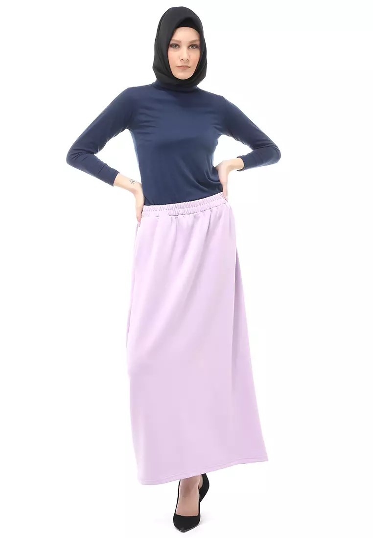Rok Panjang Muslimah Polos Bawahan Wanita Regular Fit All Size - Violet