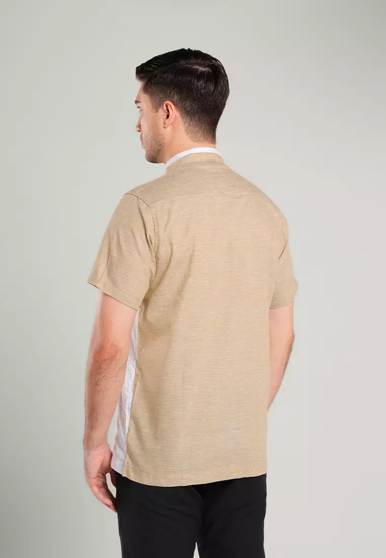 MOC Kemeja Koko Lengan Pendek Pria Harbi - Khaki