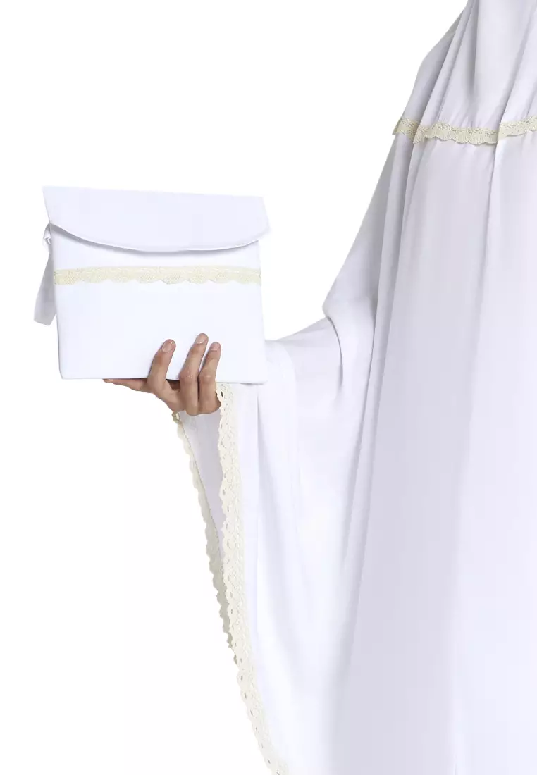 Delilah Mukena Bali Renda Simple Motif Polos Casual Wanita - Putih