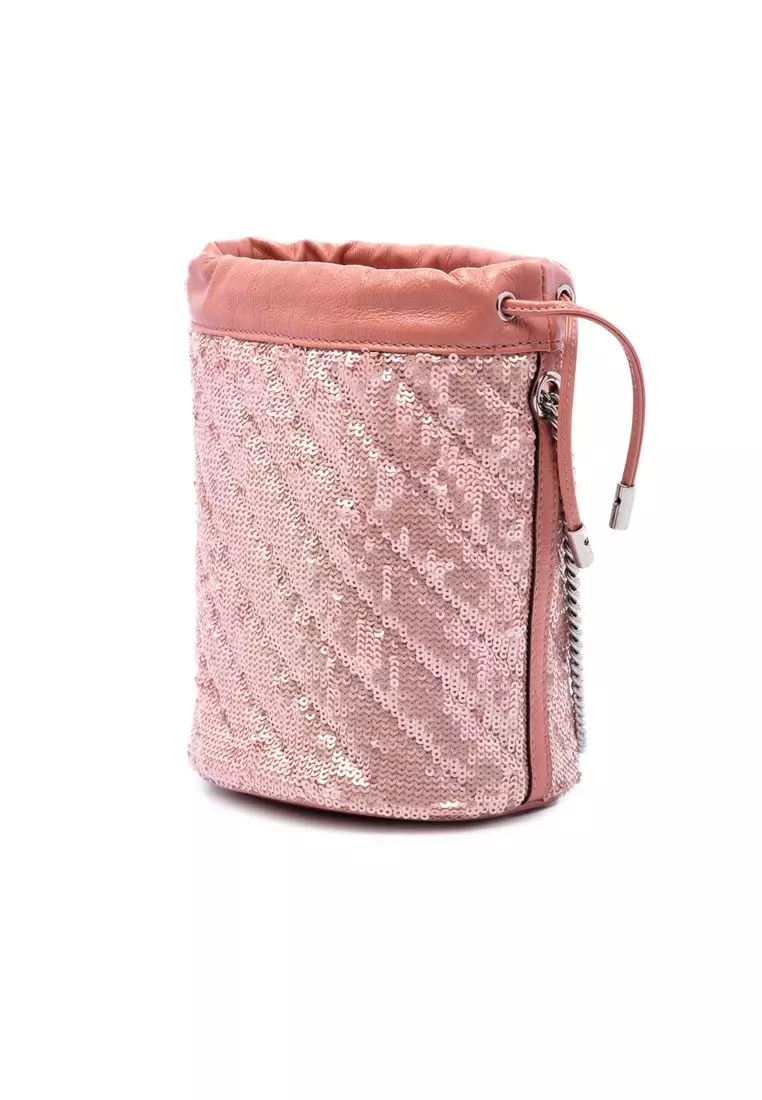 Pre-Loved Gucci Small Gg Marmont Sequined Diagonal Matelasse Calfskin Bucket Bag