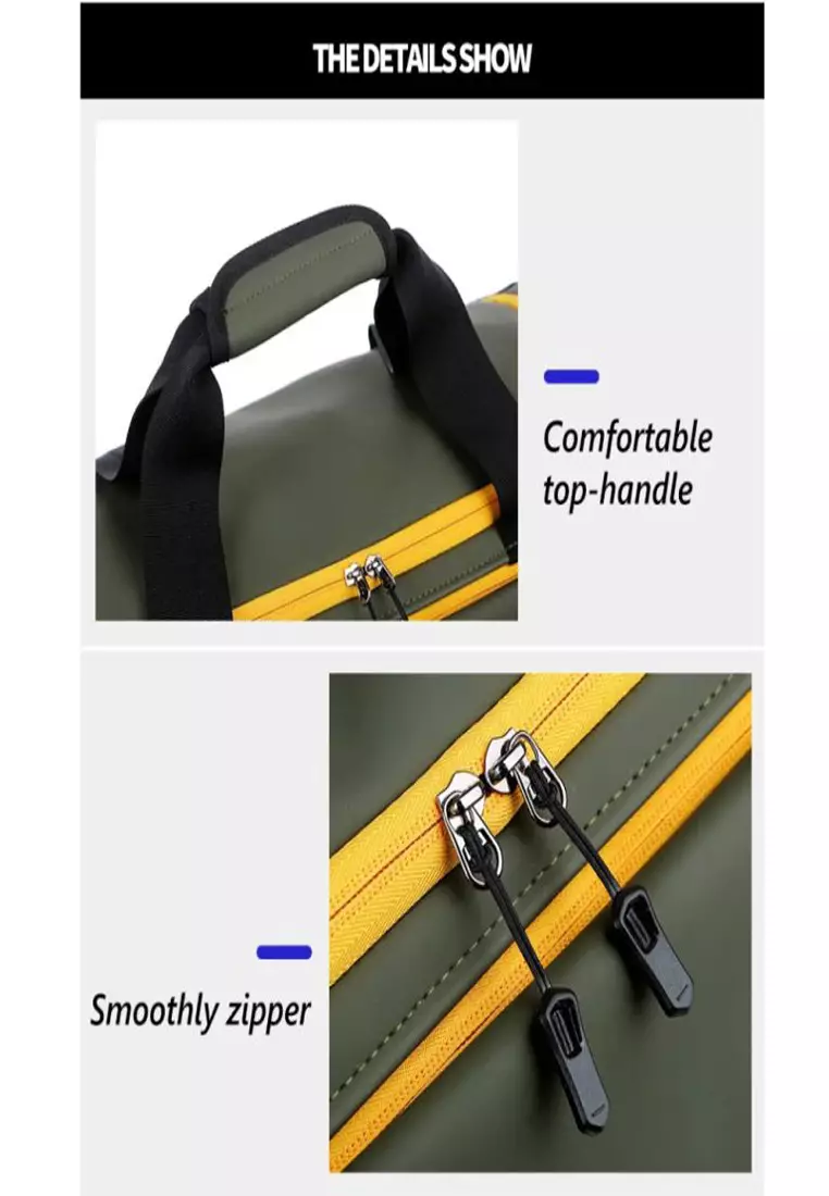 Waterproof Duffel Bag With Shoe Compartment 51x29x25 – Black/Green